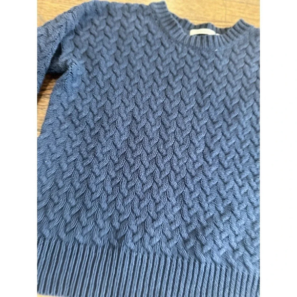 Frnch Paris Navy Blue Chunky Knit Pullover Crewneck Sweater Size Small E08260. - Picture 5 of 9